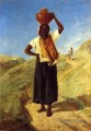 Femme portant un pichet sur sa tête Camille Pissarro